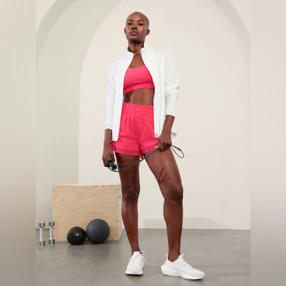 High Rise Mesh Racer Run 3” Short in Hibiscus